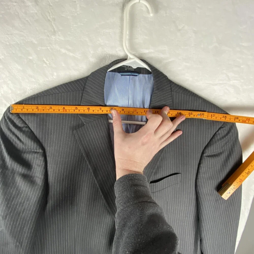 Tommy Hilfiger Suit Jacket Mens 40R Gray Pinstripe 100% Wool 2 Button Blazer